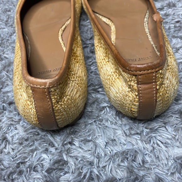 TORY BURCH Reva Ballet Flats Shoes Natural Woven Raffia Straw - Picture 4 of 8